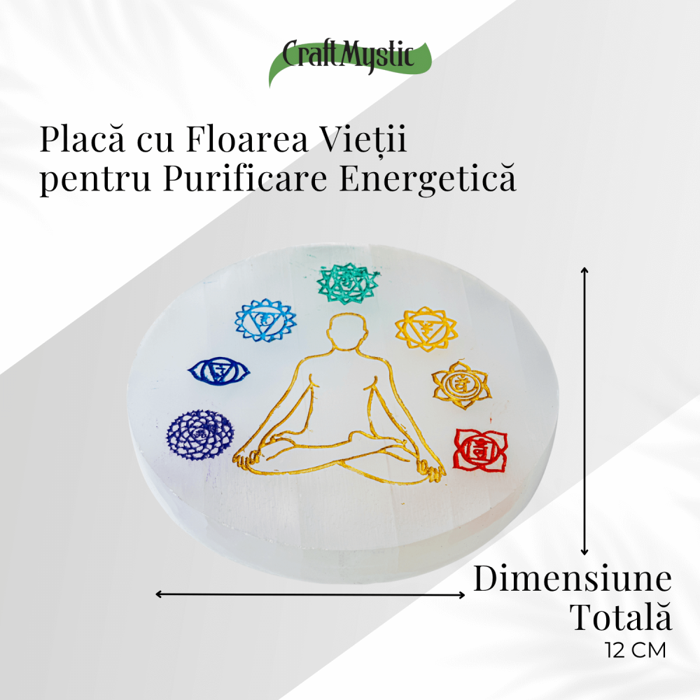 Disc Rotund din Selenit Natural Marocan – Placa Chakrelor pentru Purificare Energetica si Armonie in Spatiu [5]