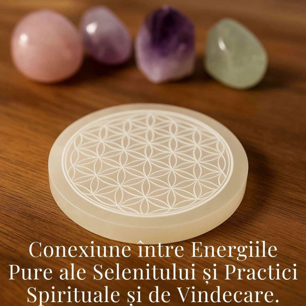 Placa Selenit cu Floarea Vietii – Purificare, Armonie si Reincarcare Energetica [5]