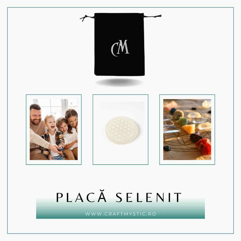 Placa Selenit cu Floarea Vietii – Purificare, Armonie si Reincarcare Energetica [8]