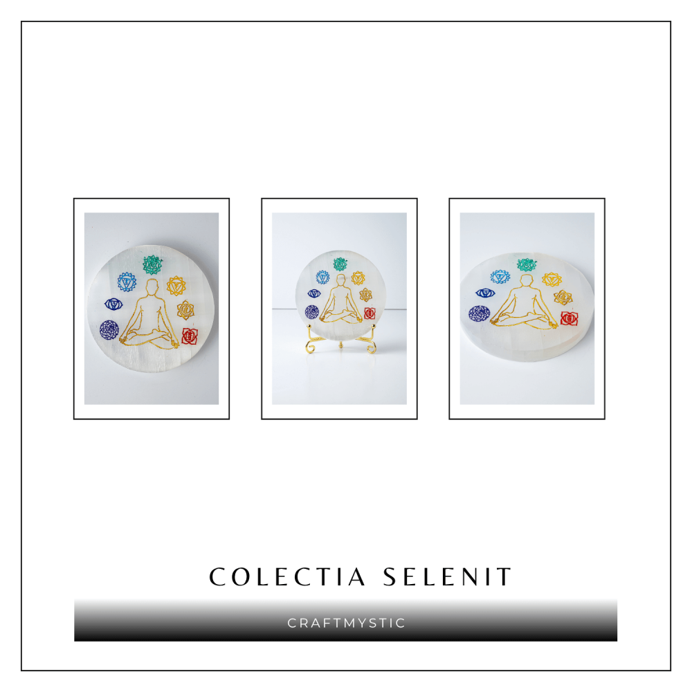 Disc Rotund din Selenit Natural Marocan – Placa Chakrelor pentru Purificare Energetica si Armonie in Spatiu [6]