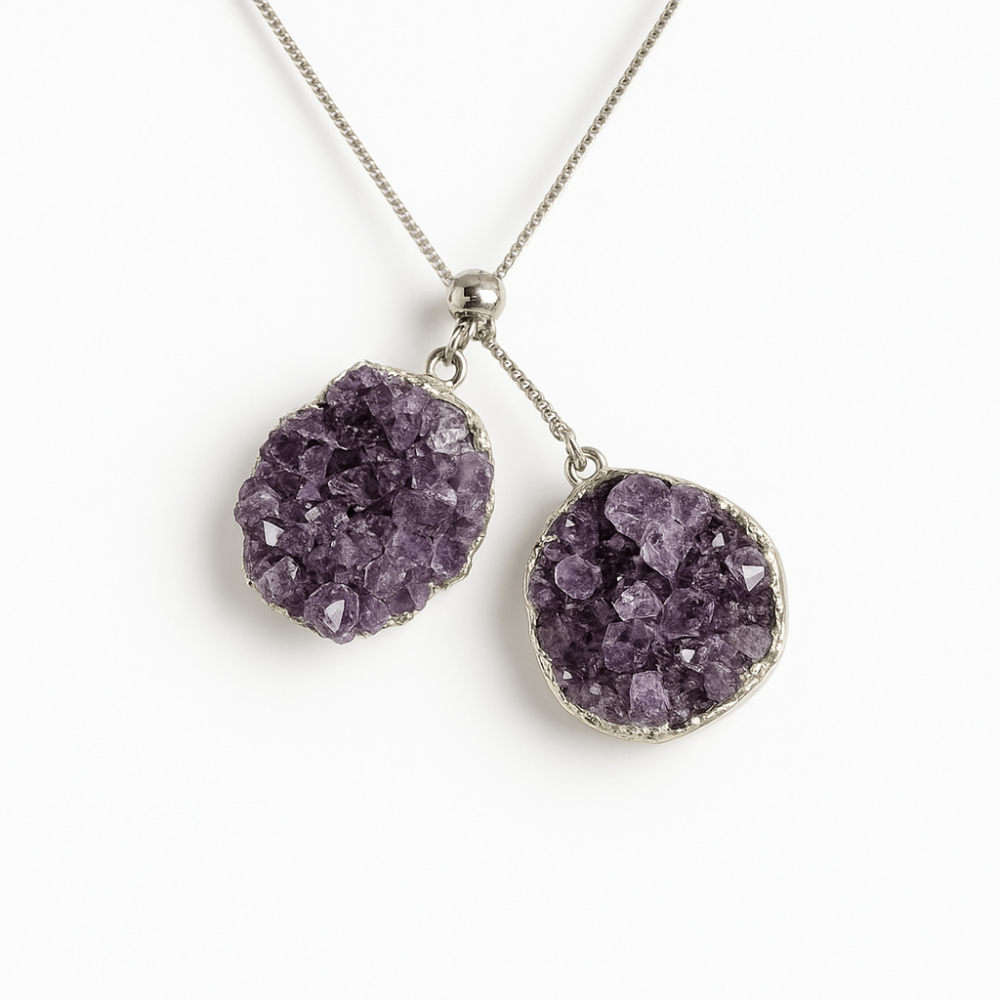 Doua cristale, o vibratie pura – Colier cu ametist pentru protectie si pace interioara [1]