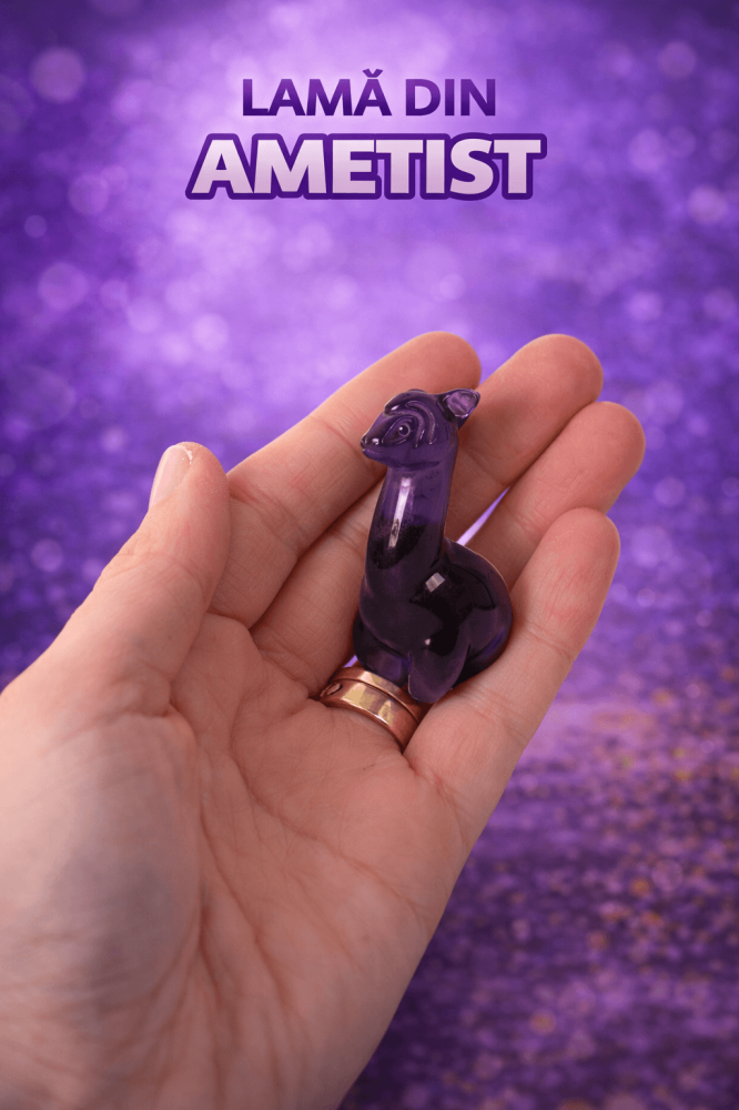 Figurina Lama din Ametist – Simbol al Calmului si Protectiei Spirituale [2]