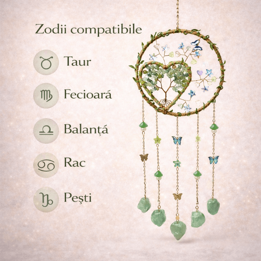 Dreamcatcher cu aventurin verde, un simbol al inimii deschise și al echilibrului natural [4]