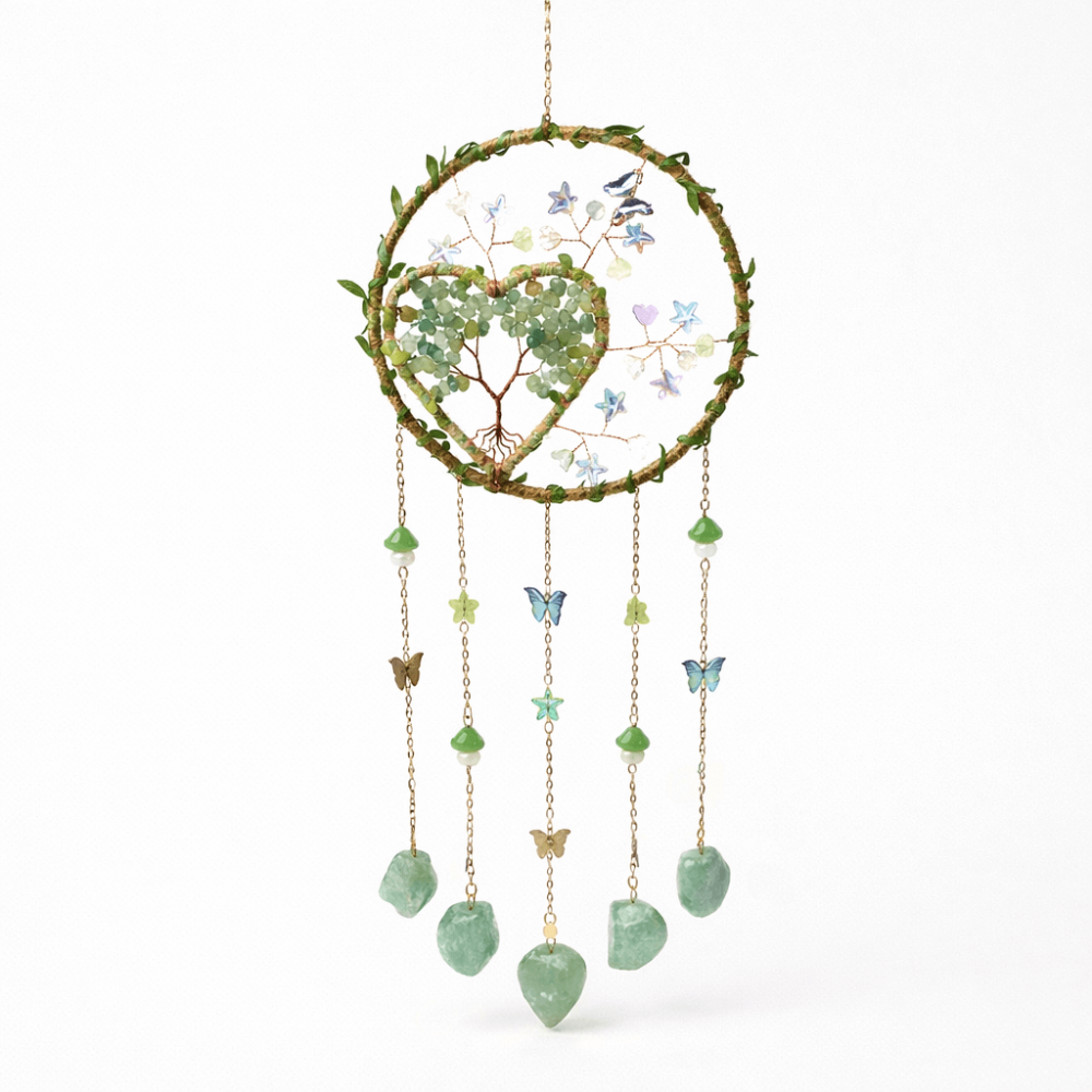 Dreamcatcher cu aventurin verde, un simbol al inimii deschise și al echilibrului natural [1]