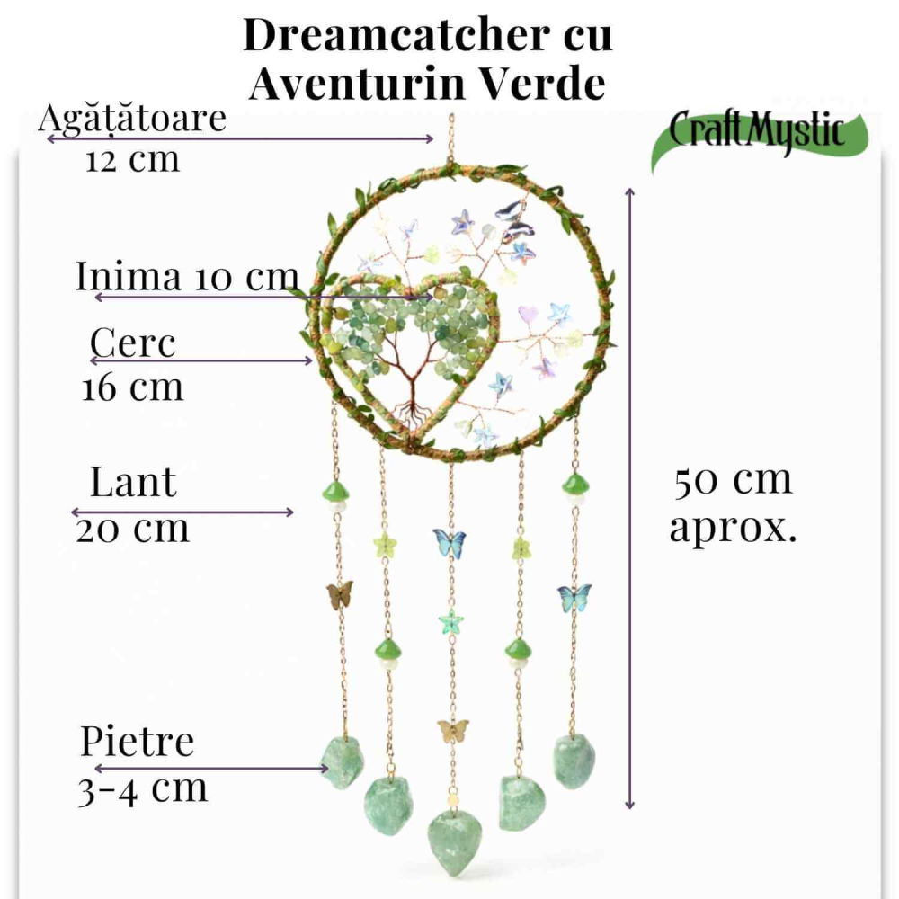 Dreamcatcher cu aventurin verde, un simbol al inimii deschise și al echilibrului natural [6]