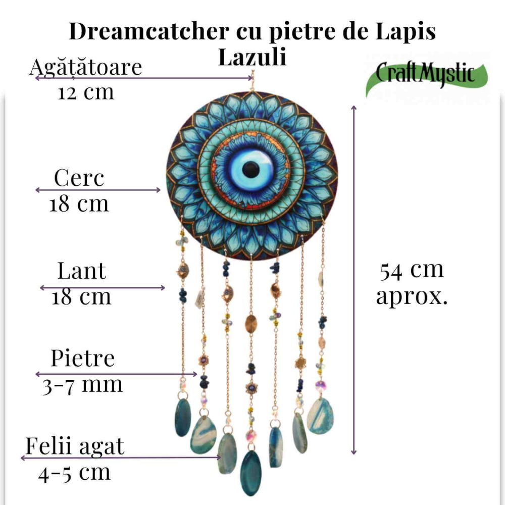 Dreamcatcher cu Lapis Lazuli si Ochi Protector – Claritate, Intuitie si Spatiu Sigur [5]