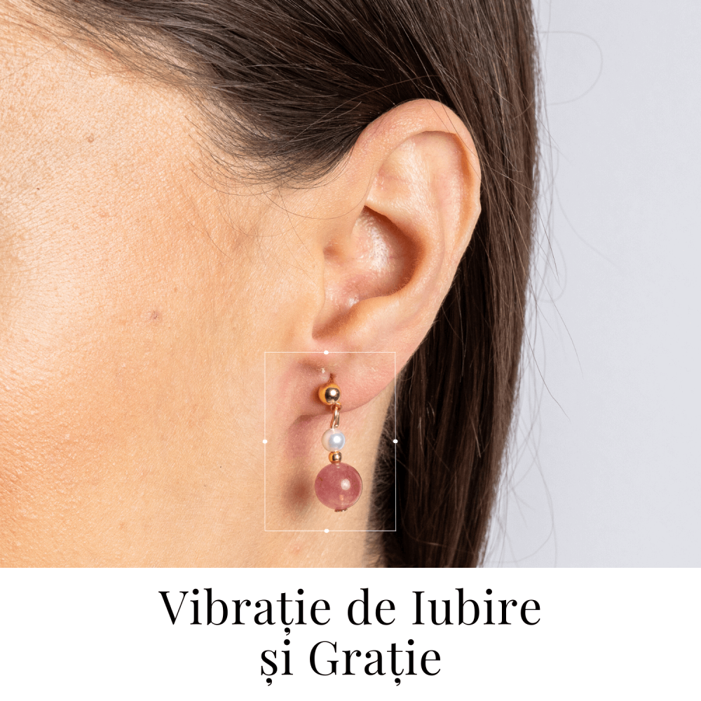 Vibratie de Iubire si Gratie – Cercei cu Perla si Cristal Capsuna [2]