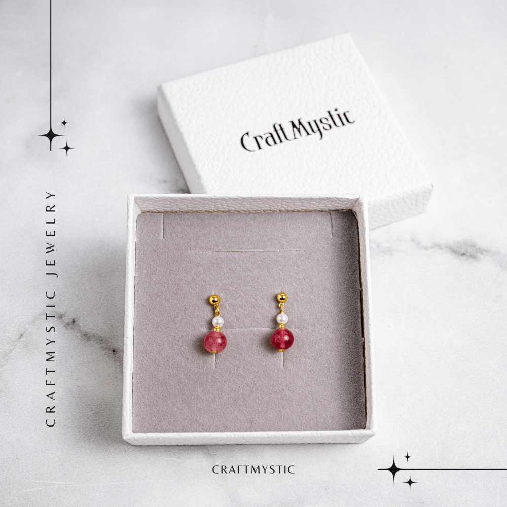 Vibratie de Iubire si Gratie – Cercei cu Perla si Cristal Capsuna [7]