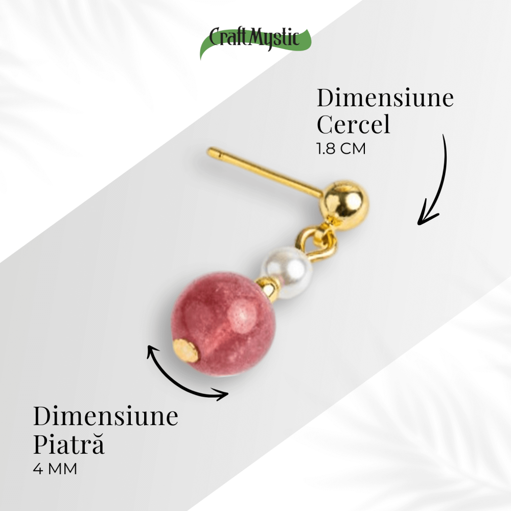 Vibratie de Iubire si Gratie – Cercei cu Perla si Cristal Capsuna [4]