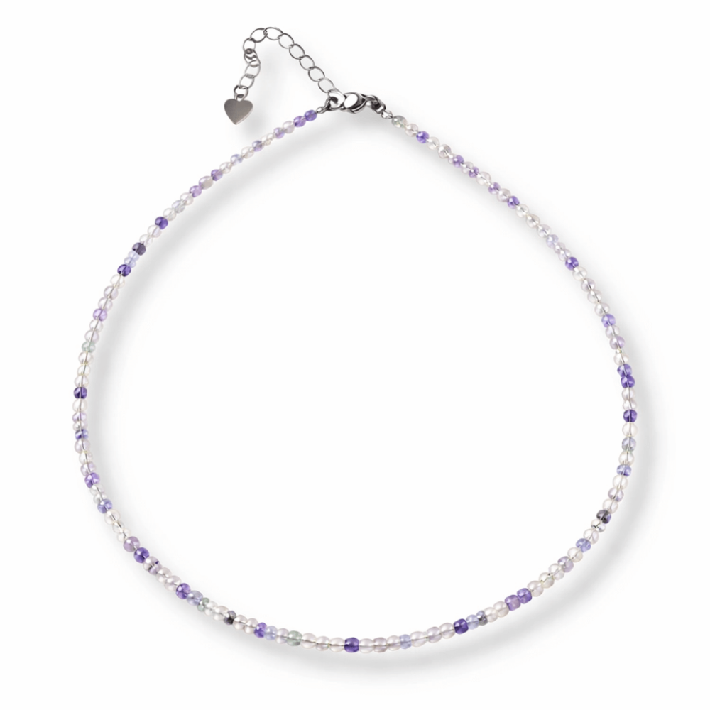 Echilibru si Claritate – Choker din Otel Inoxidabil cu Fluorit Multicolor Natural Fatetat 2.5MM [1]