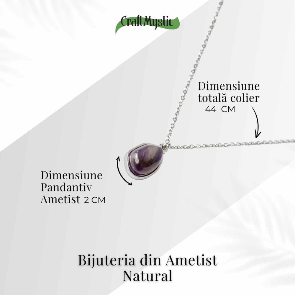 Echilibru si Liniste – Colier din Ametist Natural cu Lanț din Oțel Inoxidabil [4]