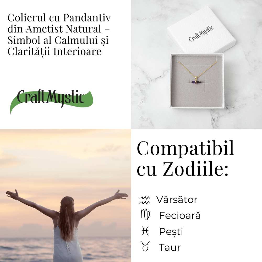 Echilibru si Linsite – Colier din Ametist Natural pe Lant de Cupru [5]