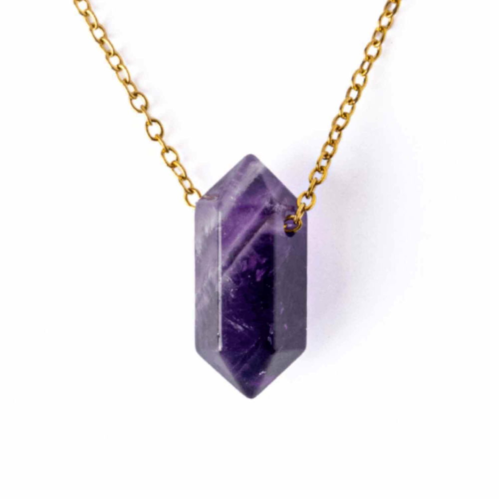 Calm si Echilibru – Colier din Ametist Natural cu Lant din Otel Inoxidabil [1]