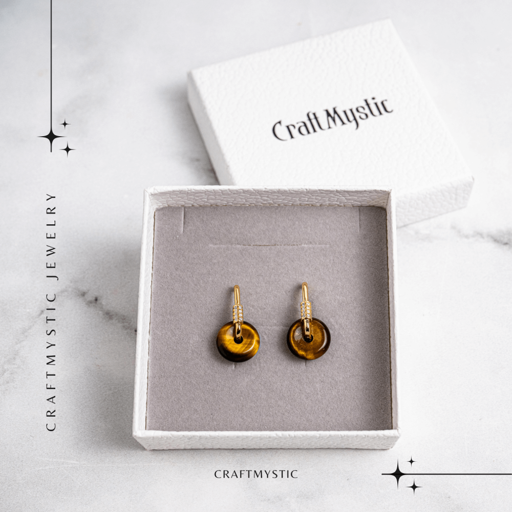 Bijuterie Protectoare – Cercei cu Piatra Ochi de Tigru model Pi [7]