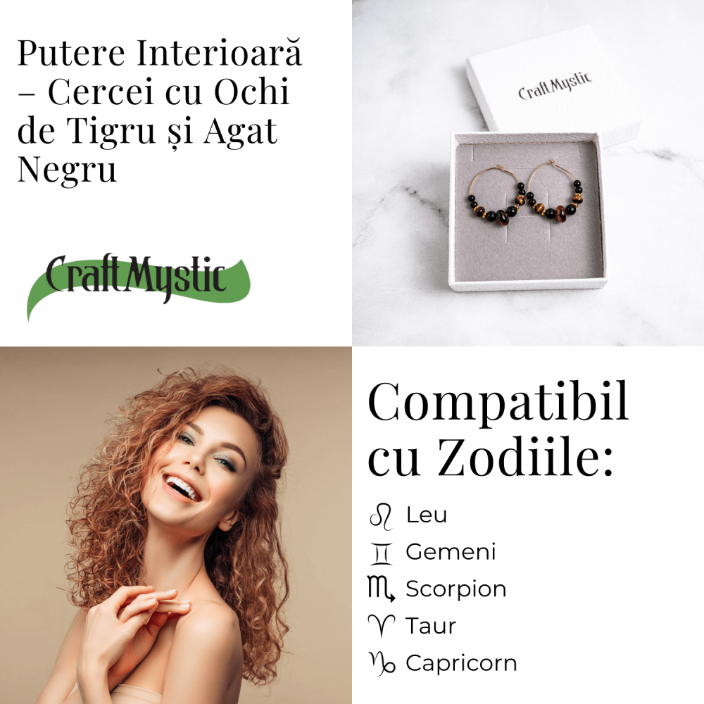 Putere Interioara – Cercei cu Ochi de Tigru si Agat Negru [5]