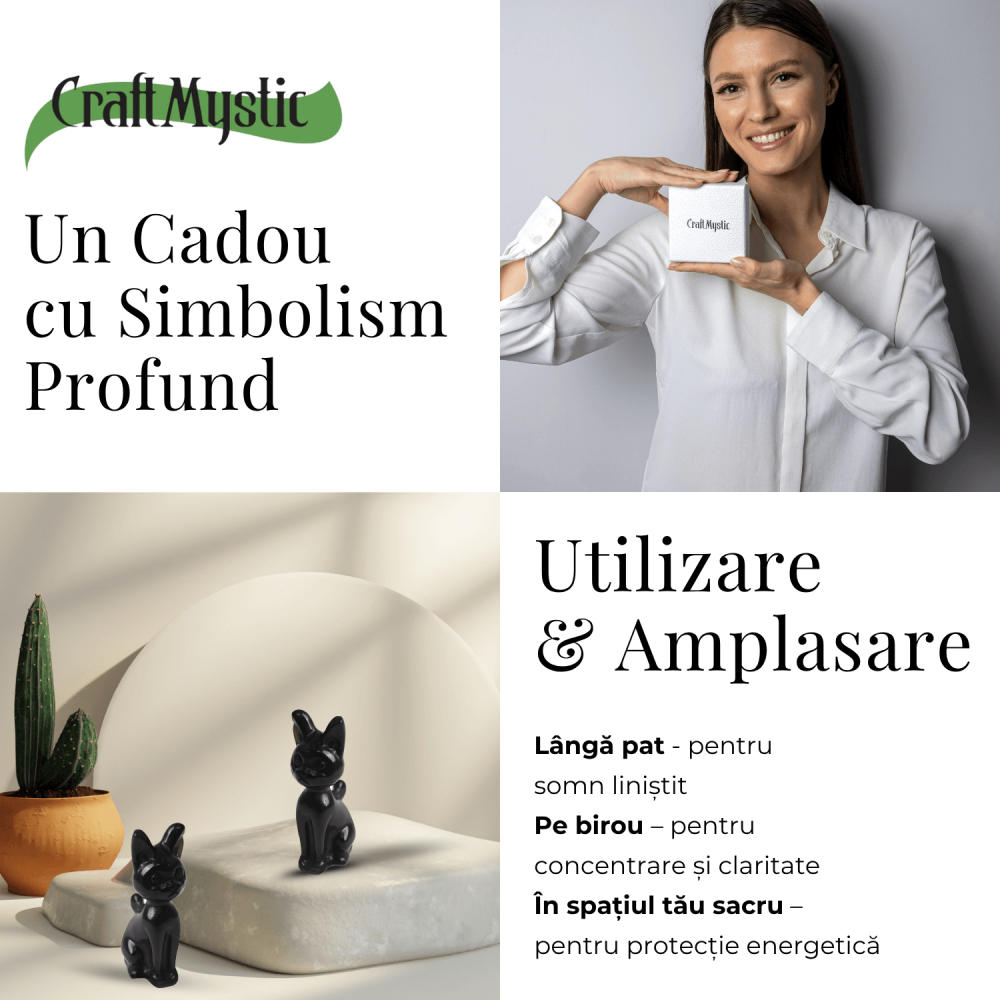 Paznica linistii – Pisicuta din Obsidian pentru Protectie si Claritate 5 cm inaltime [4]
