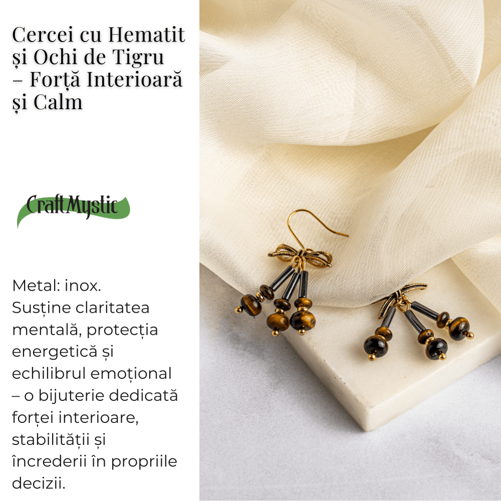 Forta Interioara si Calm – Cercei cu Hematit si Ochi de Tigru [3]