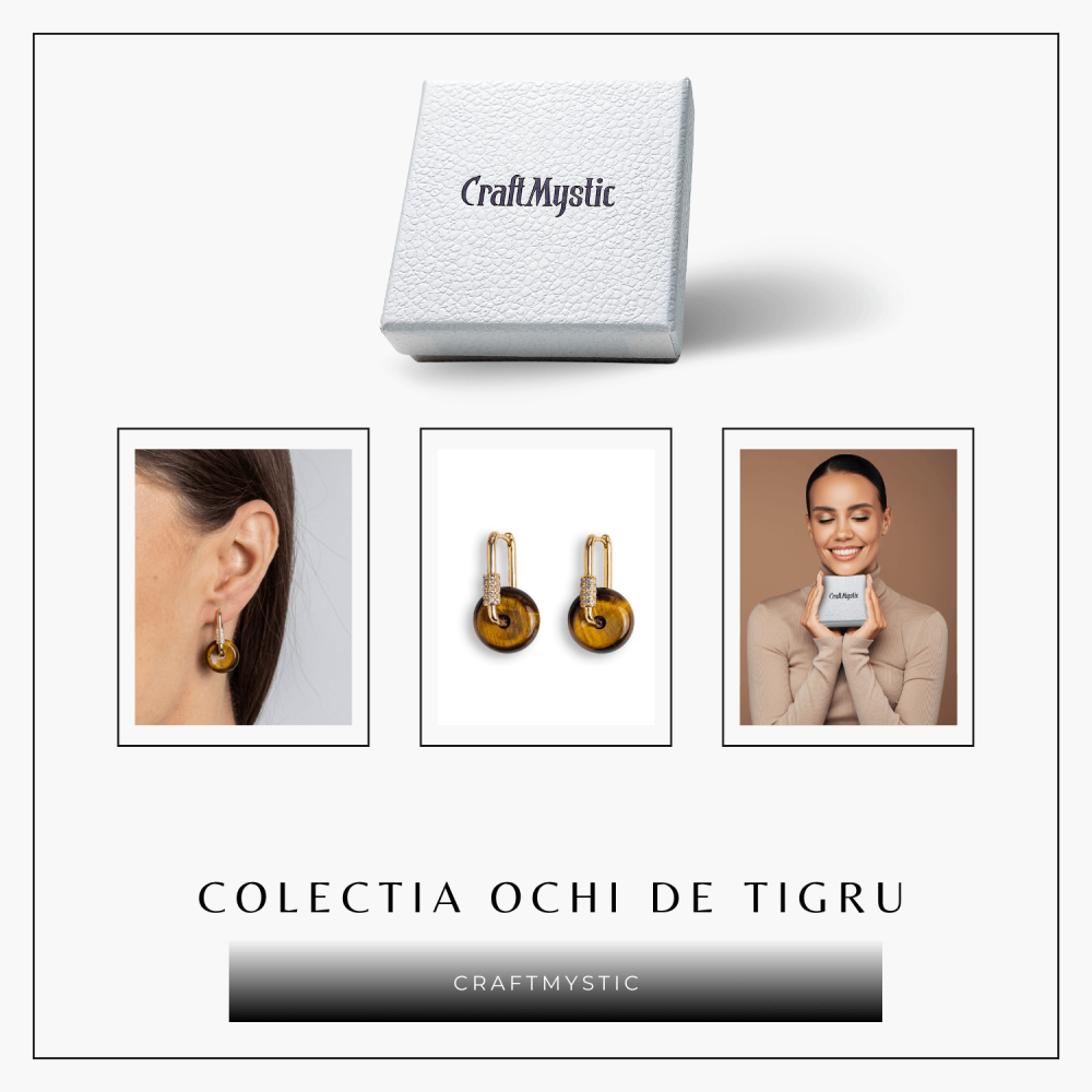 Bijuterie Protectoare – Cercei cu Piatra Ochi de Tigru model Pi [8]