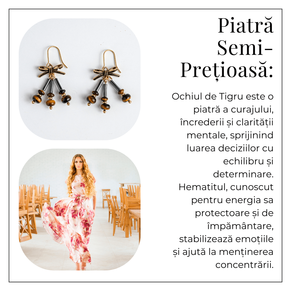 Forta Interioara si Calm – Cercei cu Hematit si Ochi de Tigru [6]