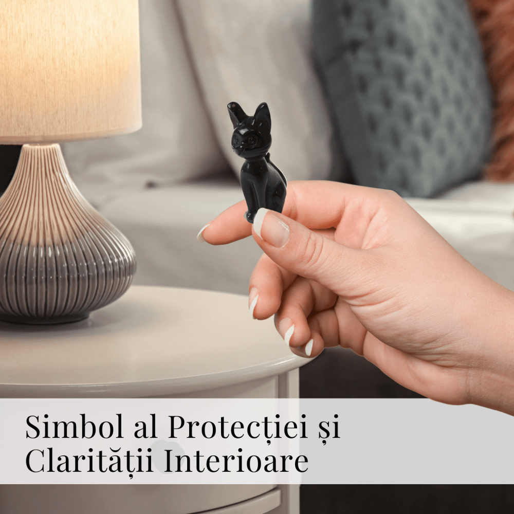 Paznica linistii – Pisicuta din Obsidian pentru Protectie si Claritate 5 cm inaltime [2]