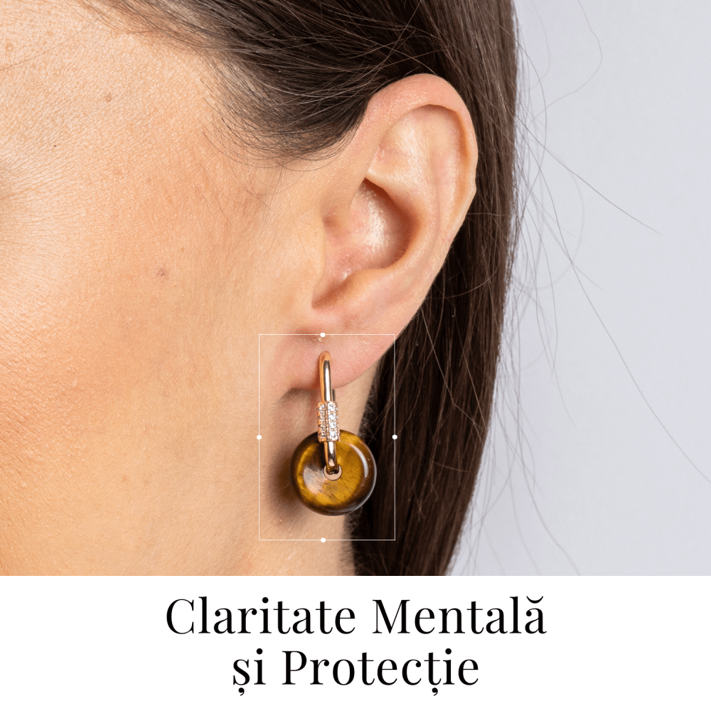 Bijuterie Protectoare – Cercei cu Piatra Ochi de Tigru model Pi [2]