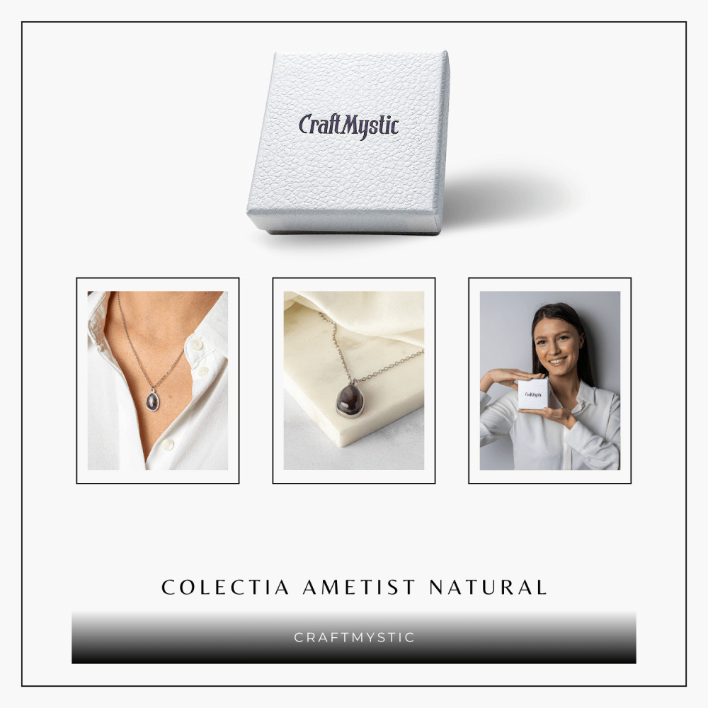 Echilibru si Liniste – Colier din Ametist Natural cu Lanț din Oțel Inoxidabil [8]