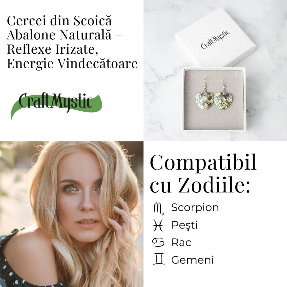 Armonie si Frumusete Naturala – Cercei Inima cu Scoica Abalone [5]