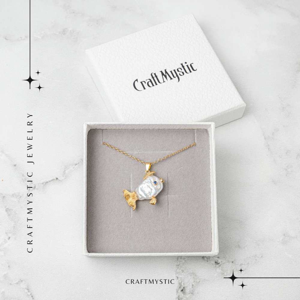 Noroc si Puritate – Colier Peste cu Perla Naturala, Placat Auriu [7]