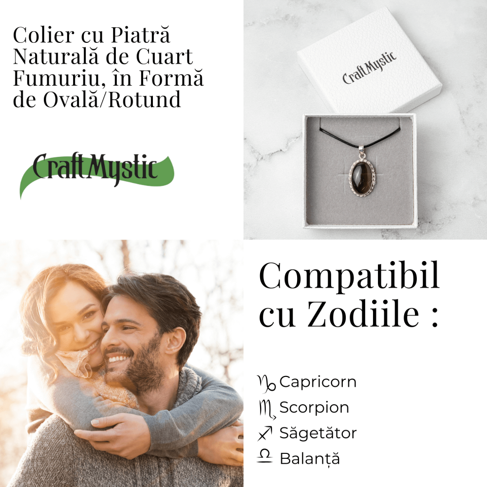 Colier cu Cuart Fumuriu Natural Oval/Rotund – Protectie si Echilibru [5]