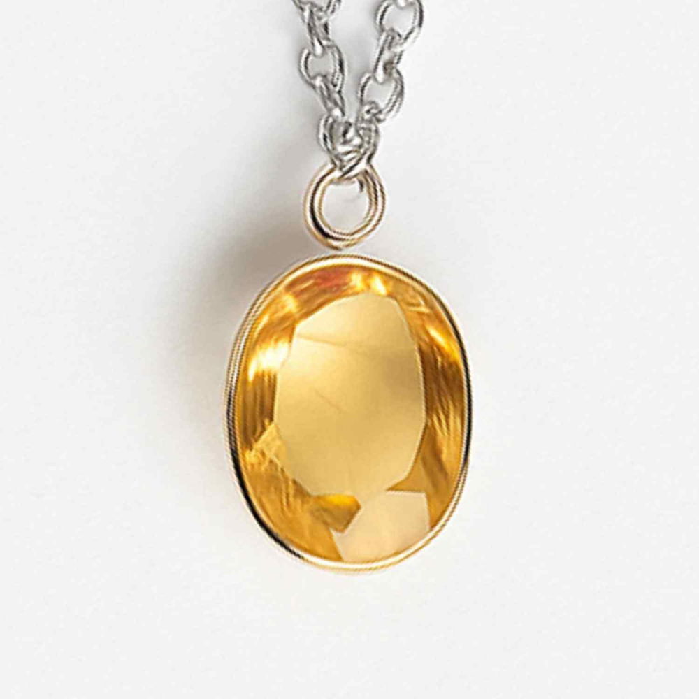 Colier Argint 925 cu Citrin Oval fatetat– Lumina Interioara si Abundenta [6]