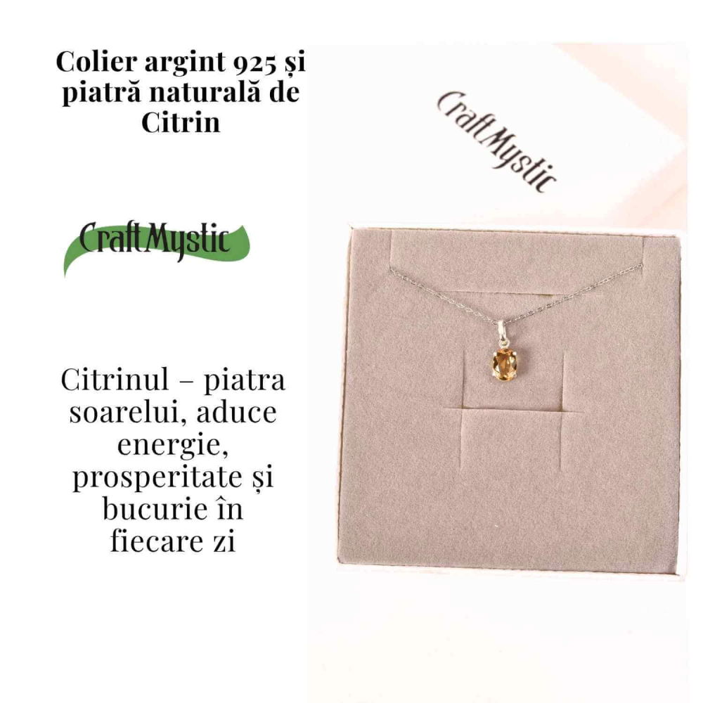 Colier Argint 925 cu Citrin Oval fatetat– Lumina Interioara si Abundenta [3]