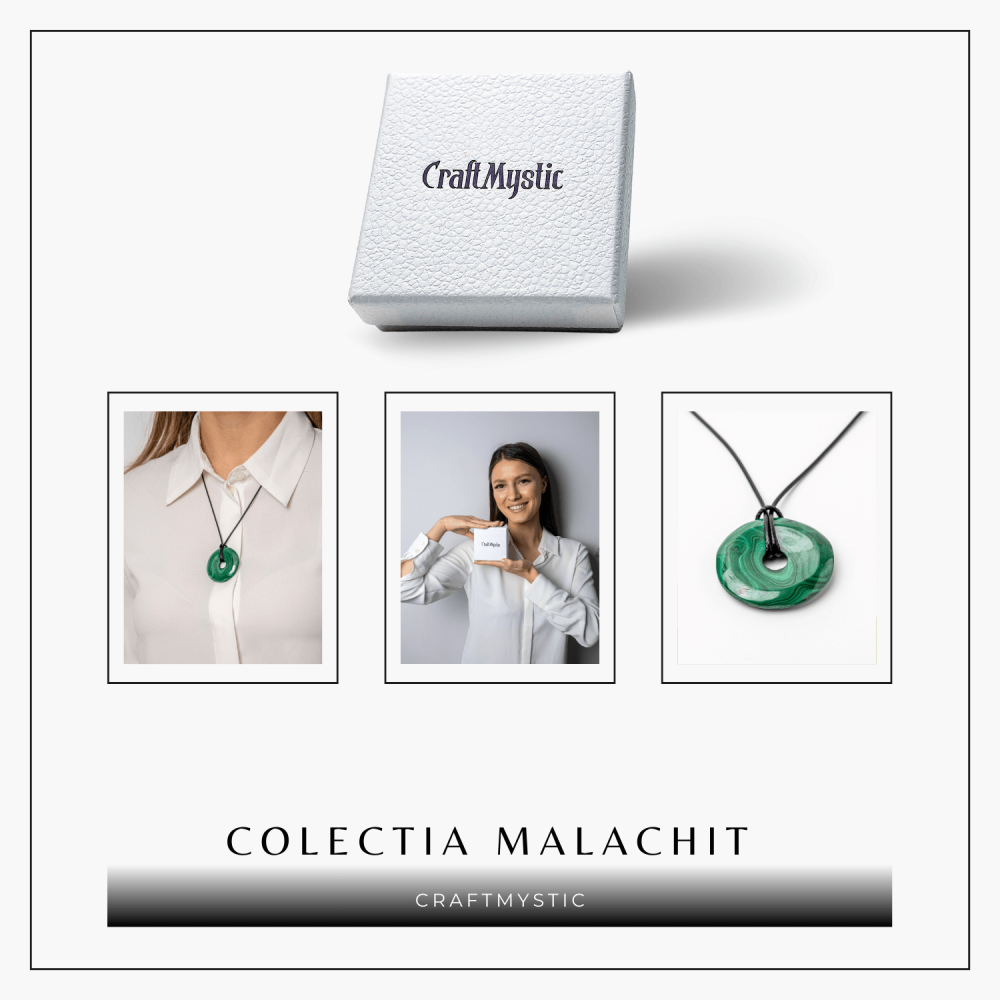 Colier Malachit Natural Pi pe Snur Reglabil – Transformare, Protectie si Echilibru Interior [8]