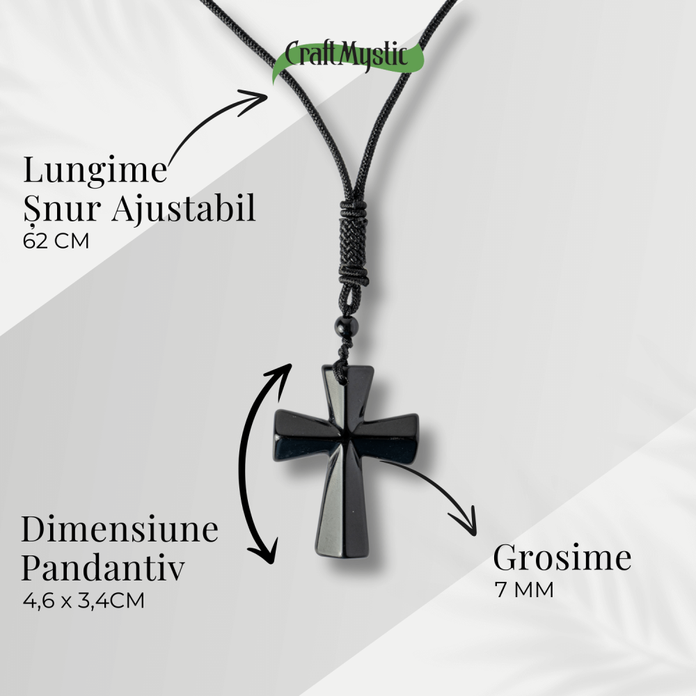 Putere si Protectie – Colier Cruce din Obsidian Natural [4]