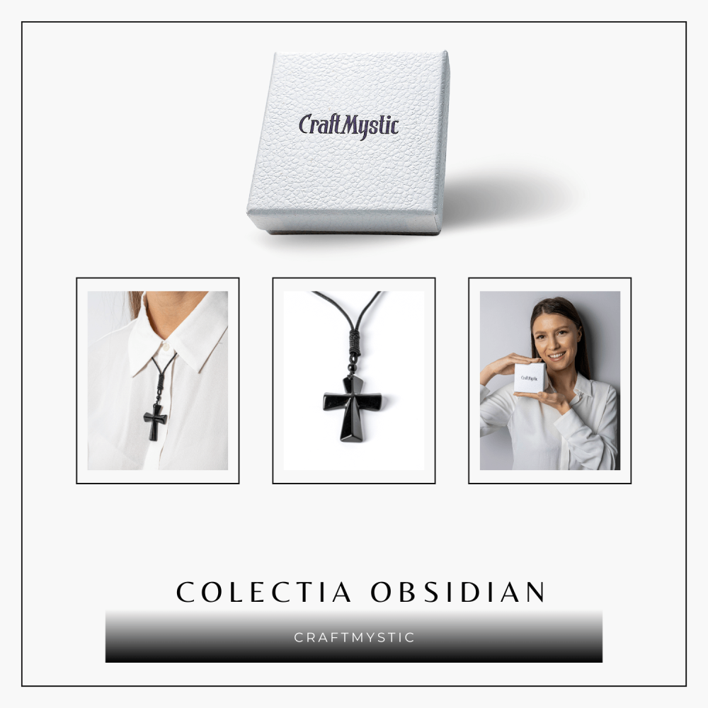 Putere si Protectie – Colier Cruce din Obsidian Natural [8]
