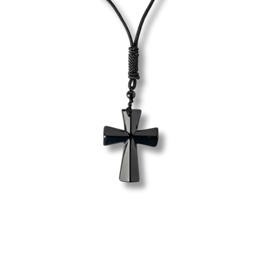Putere si Protectie – Colier Cruce din Obsidian Natural [9]