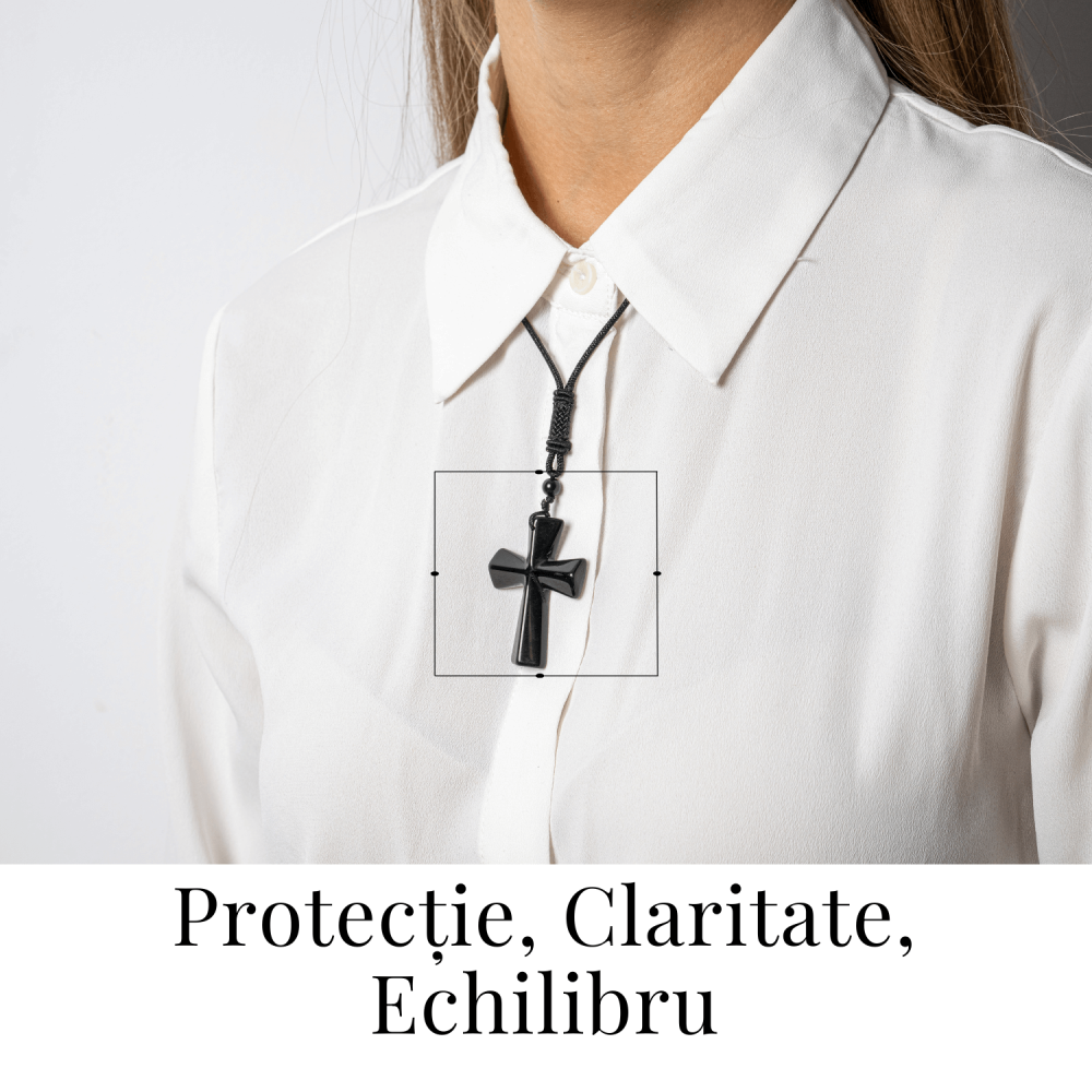 Putere si Protectie – Colier Cruce din Obsidian Natural [2]
