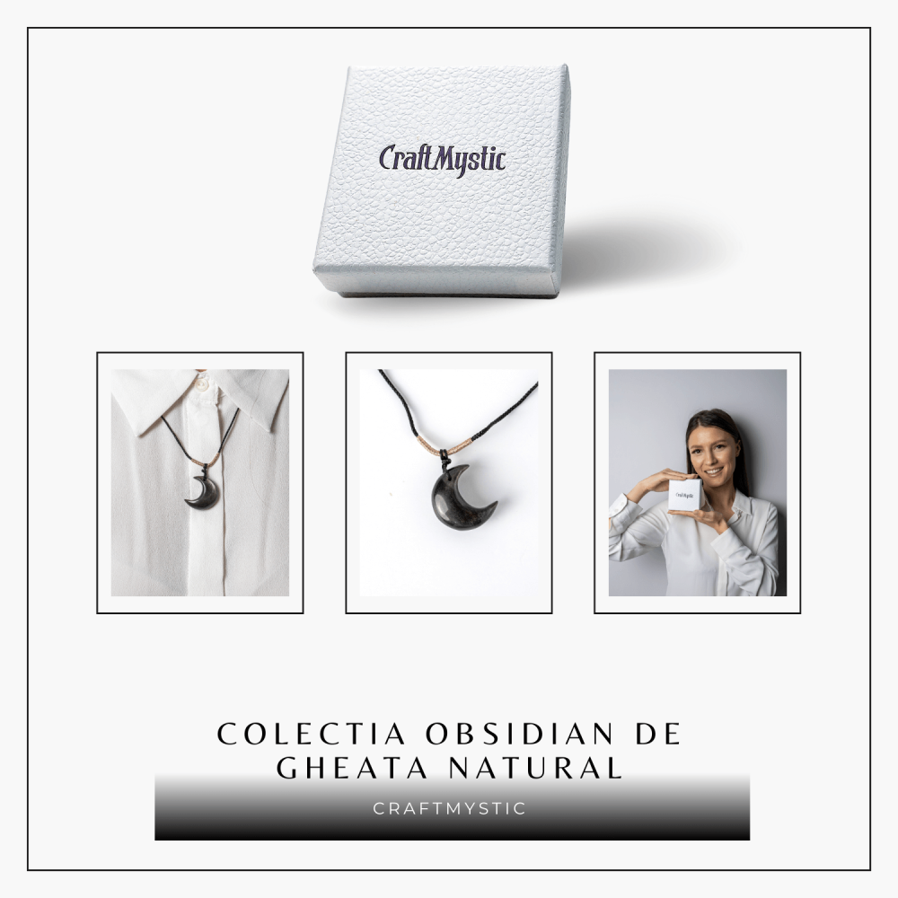Protectie si Claritate – Colier Luna din Obsidian de Gheata Natural [8]