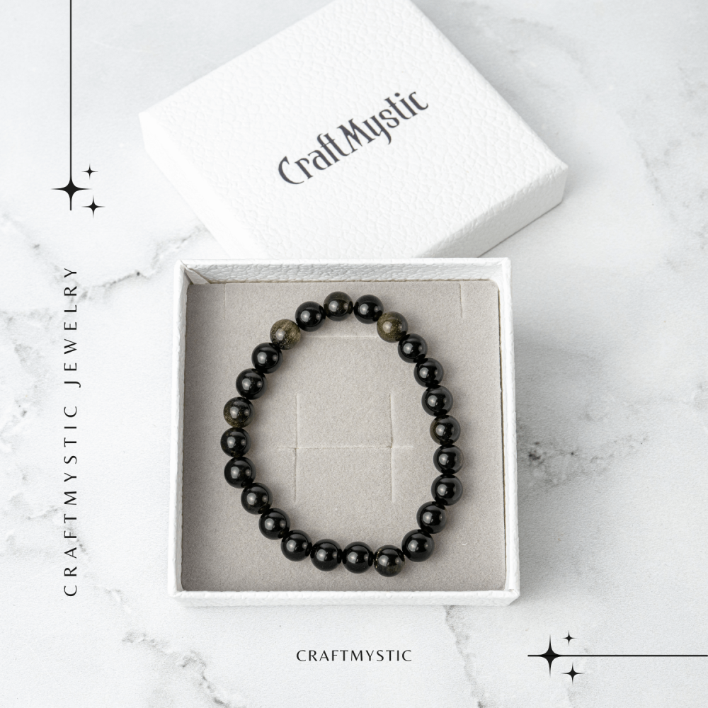 Claritate si Protectie – Bratara din Obsidian Auriu Natural de 8mm [7]