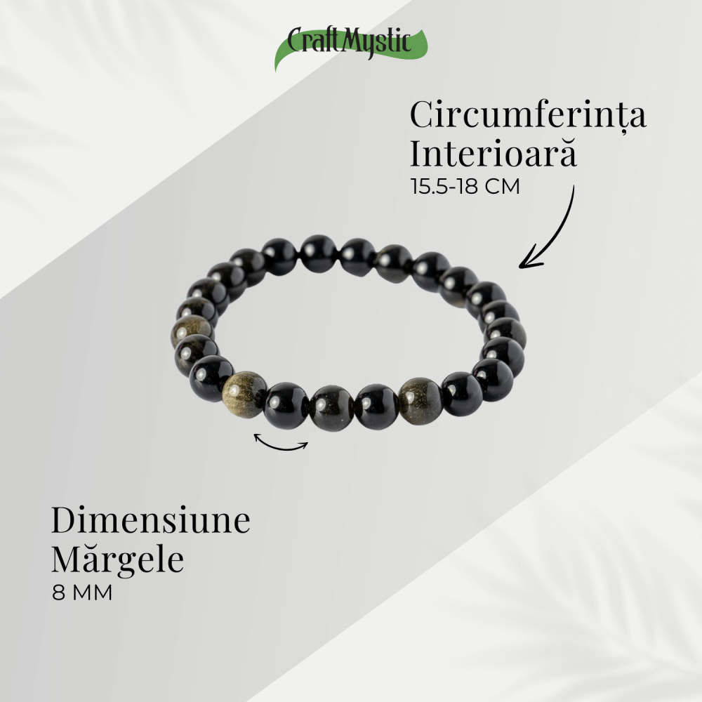 Claritate si Protectie – Bratara din Obsidian Auriu Natural de 8mm [4]
