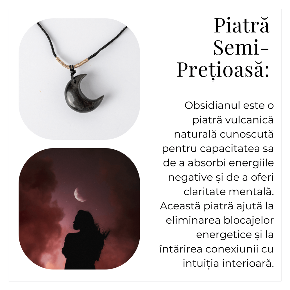 Protectie si Claritate – Colier Luna din Obsidian de Gheata Natural [6]