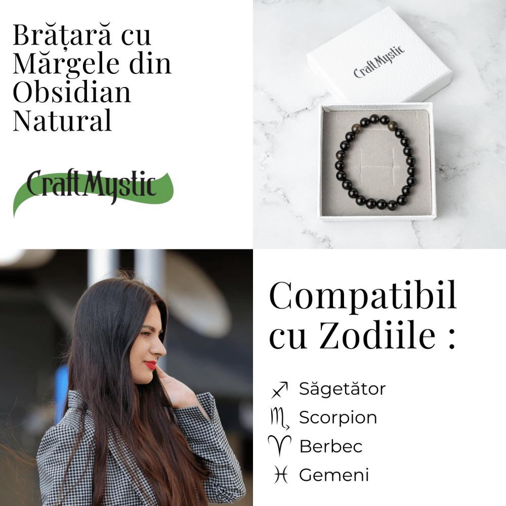 Claritate si Protectie – Bratara din Obsidian Auriu Natural de 8mm [5]