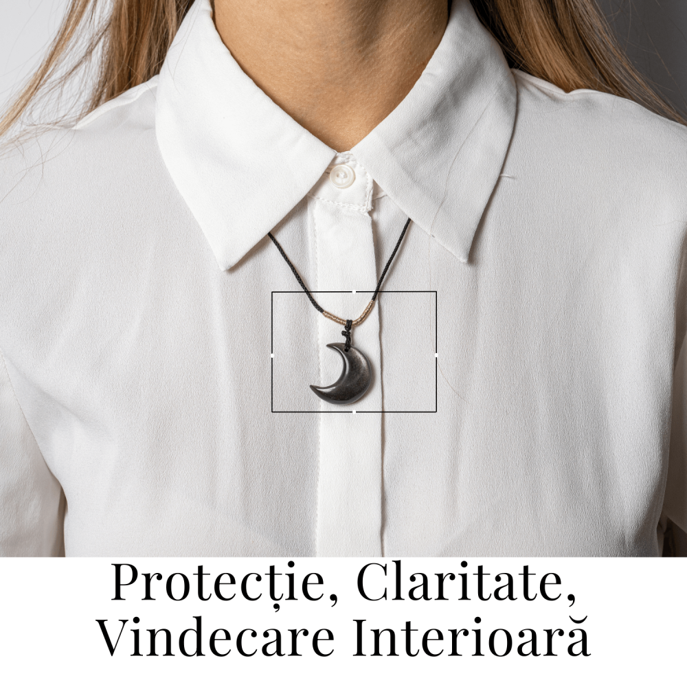 Protectie si Claritate – Colier Luna din Obsidian de Gheata Natural [2]