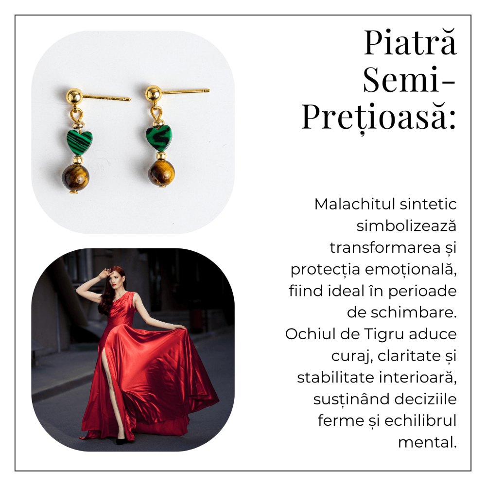 Transformare si Curaj – Cercei cu Malachit si Ochi de Tigru [6]