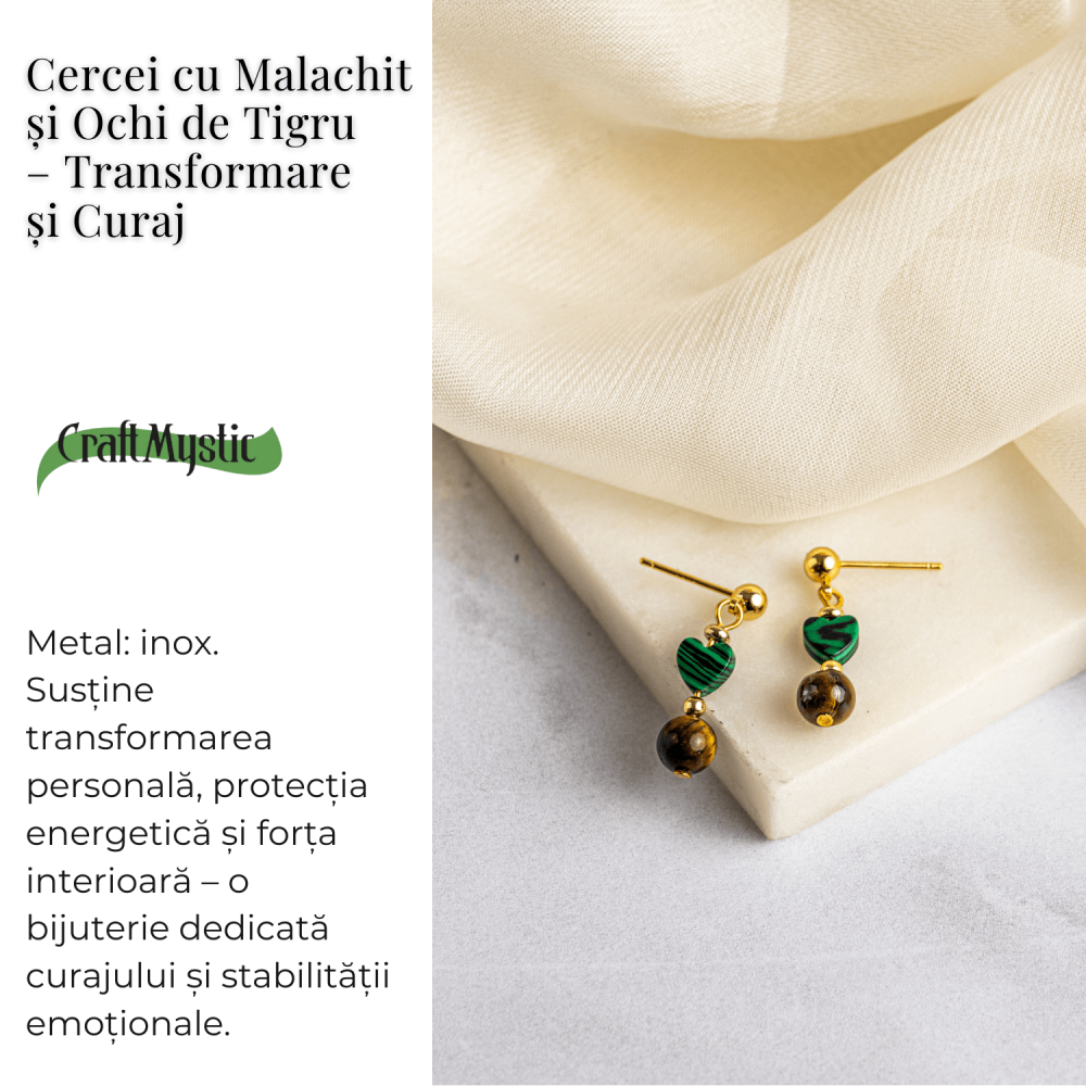 Transformare si Curaj – Cercei cu Malachit si Ochi de Tigru [3]