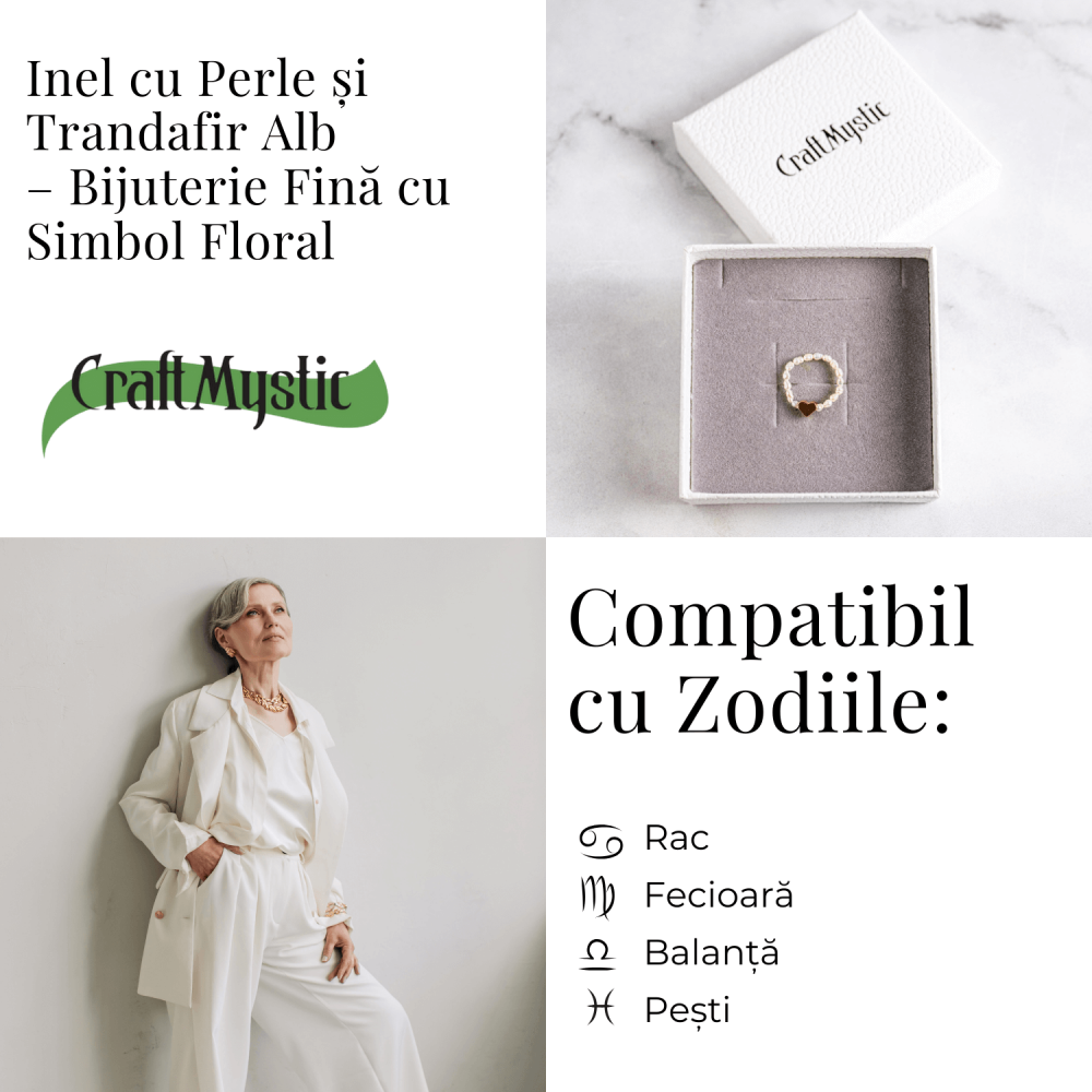 Bijuterie fina cu simbol floral – Inel cu perle si trandafir alb [5]