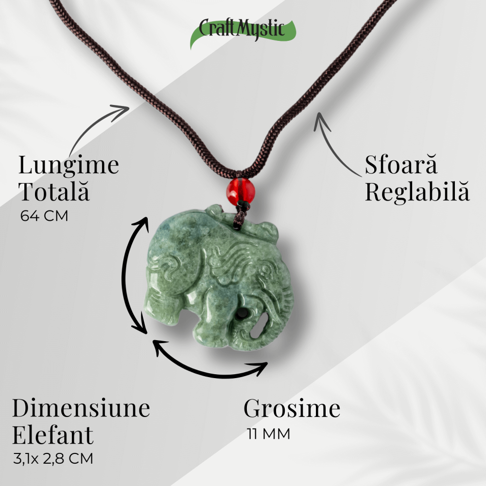 Noroc si Protectie – Colier Elefant din Jad Natural de Rusia [4]