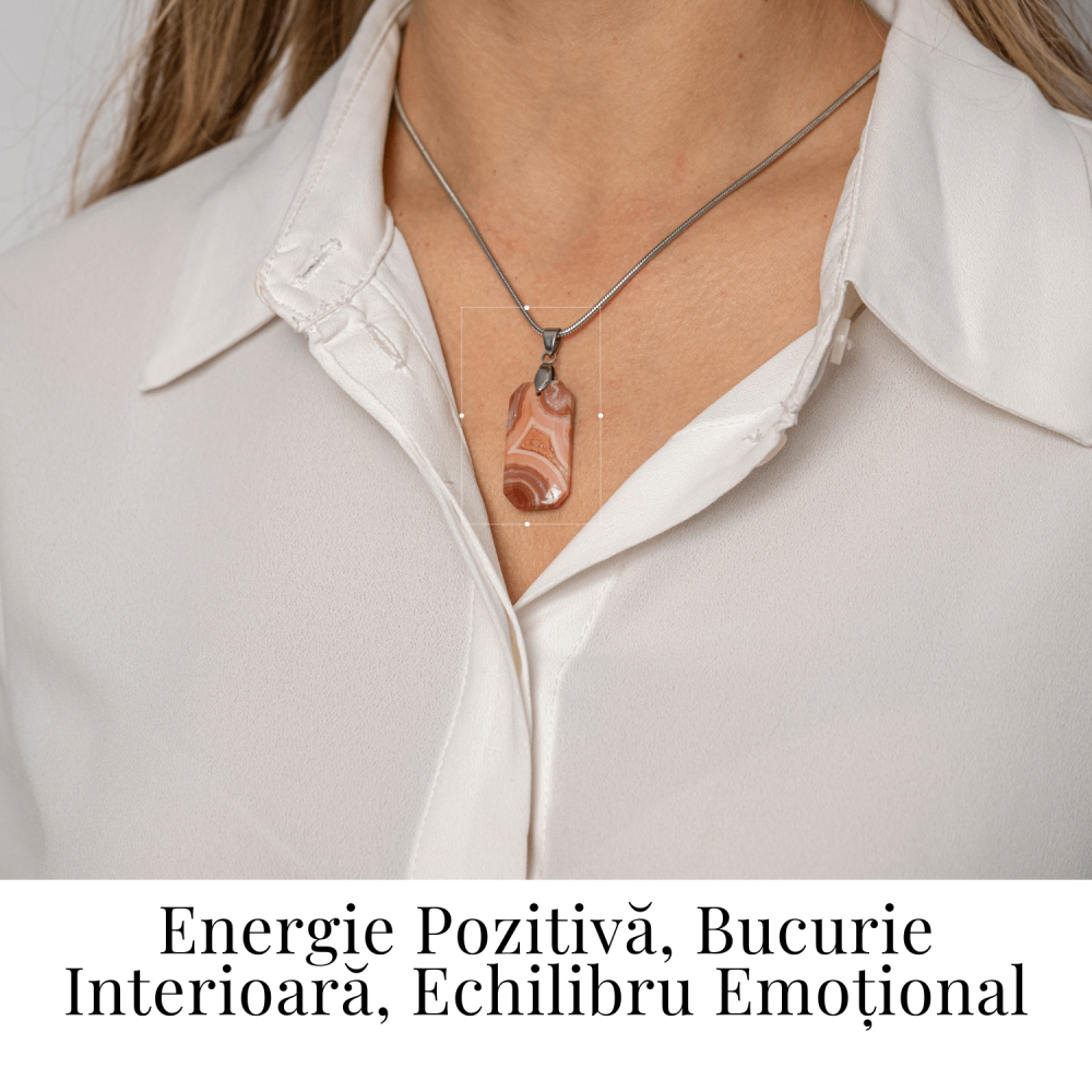 Colier Titanium cu Crazy Lace Agate Dreptunghiular – Energie Pozitiva si Echilibru Emotional [2]