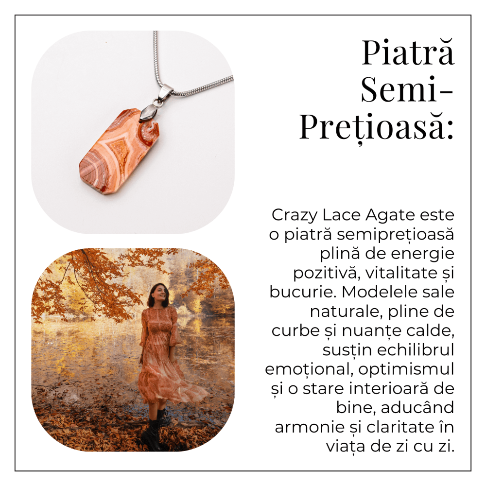Colier Titanium cu Crazy Lace Agate Dreptunghiular – Energie Pozitiva si Echilibru Emotional [6]