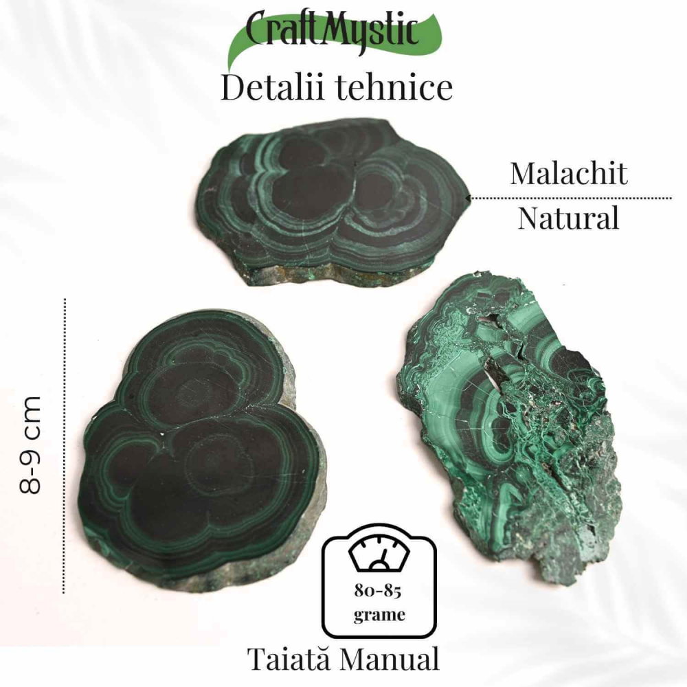 Felie Malachit Natural 8-9 cm - Vindecare si Echilibru Energetic [4]