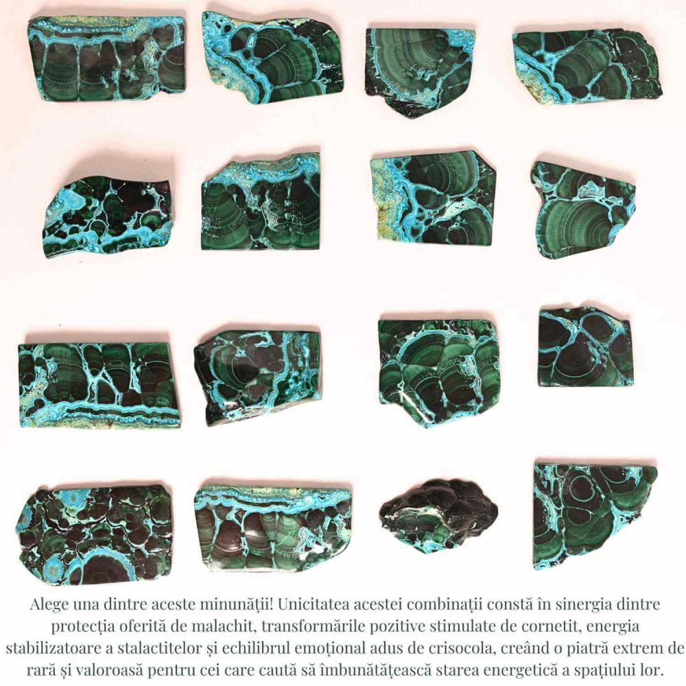 Felie unicat cu Malachit, Crisocola, Stalactite, Cornetite - Protectie si echilibru energetic [4]